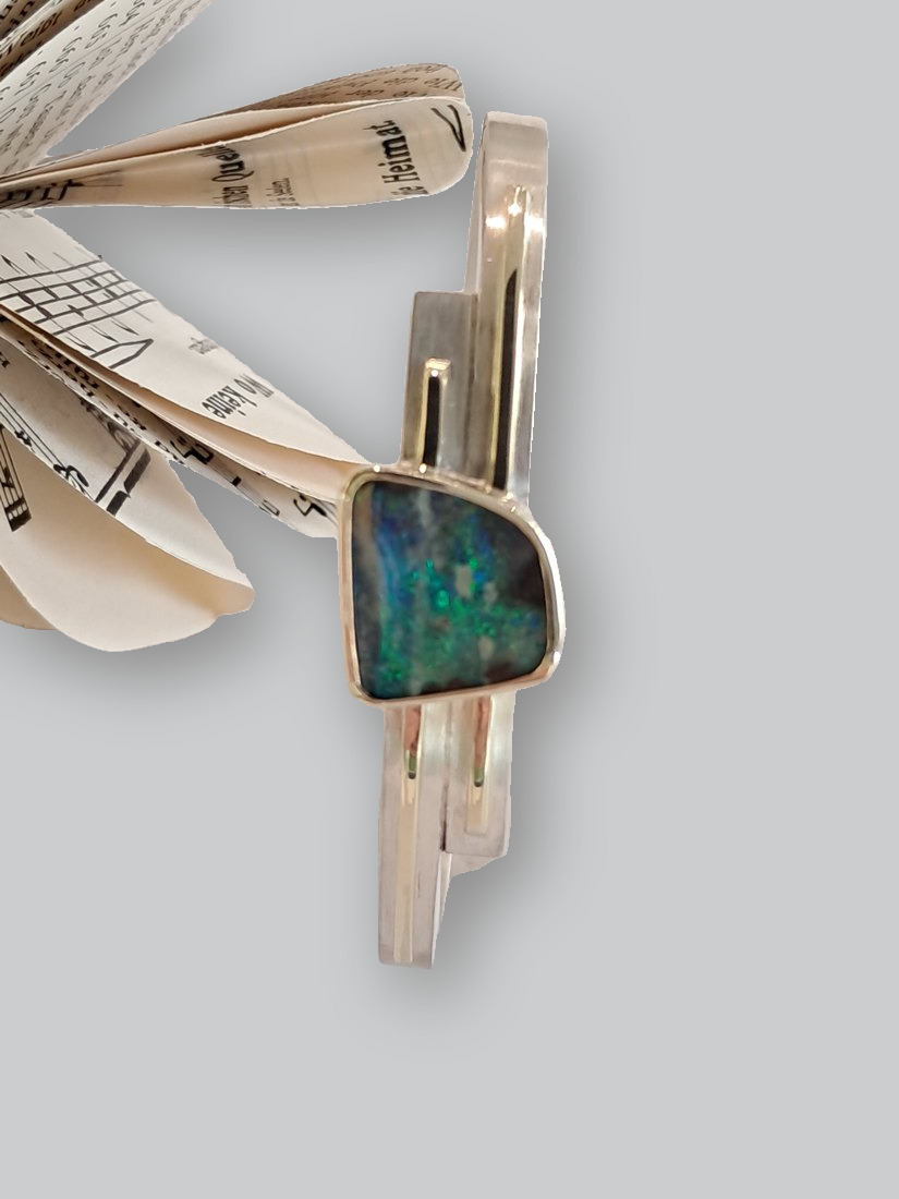 Armreif · Gelbgold mit Boulderopal