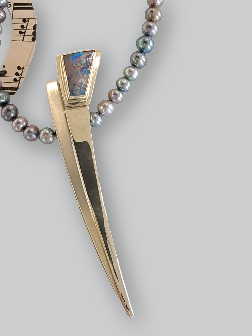 Anhänger · Gelbgold mit Boulderopal